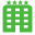 Green multi-story building icon