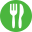 Green icon: fork and knife